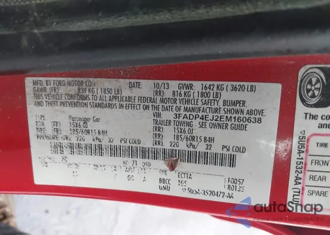 2014 Ford Fiesta Se from USA, damaged, VIN 3FADP4EJ2EM160638